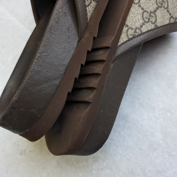 Gucci Horsebit Loafers Mules Brown Monogram Men 12.5 Logo GG - Picture 8 of 15